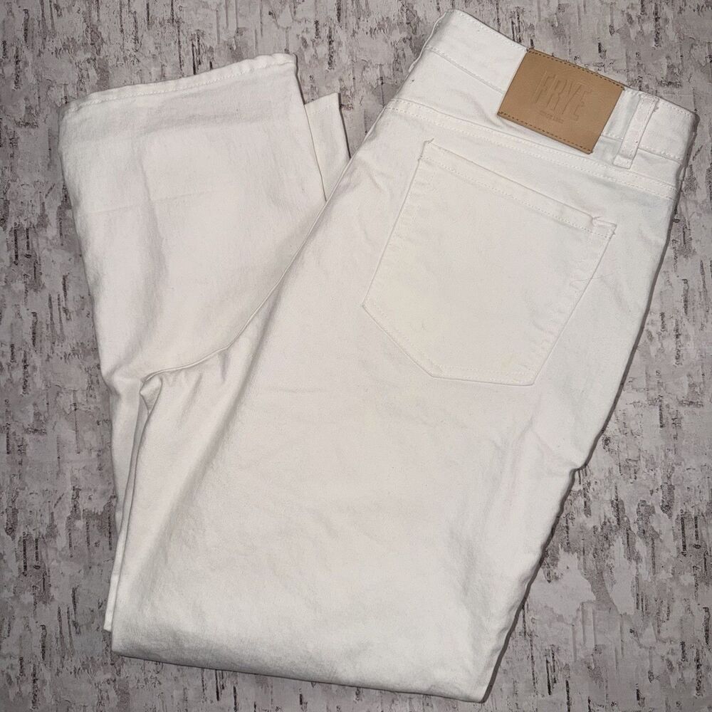 Frye Womens White Denim Jeans Size 16/34 Straight Leg High Rise